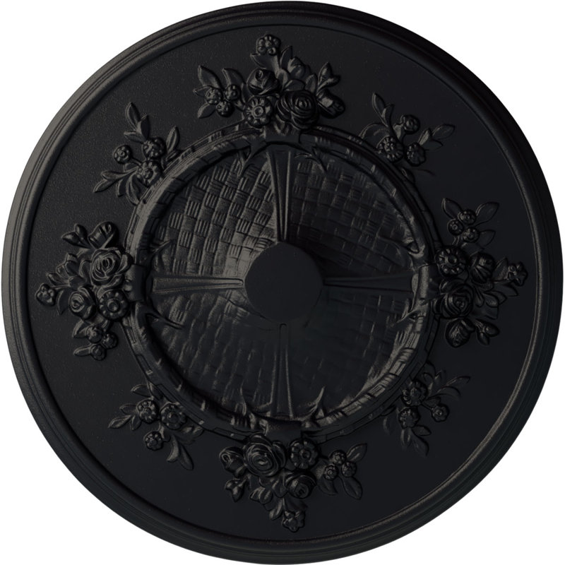 Endurathane Flower Ceiling Medallion, 27"OD x 1 1/8"P (Fits Canopies up to 3 7/8"), Hand-Painted Steel Gray Finish