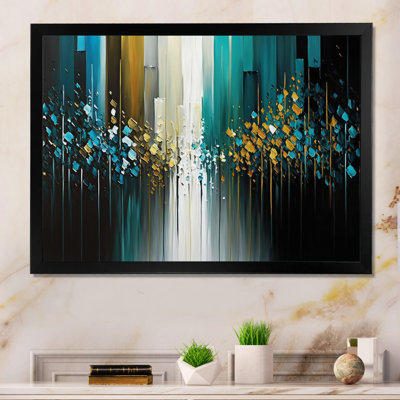 Abstrait géométrique noir et vert II - reproduction sur toile