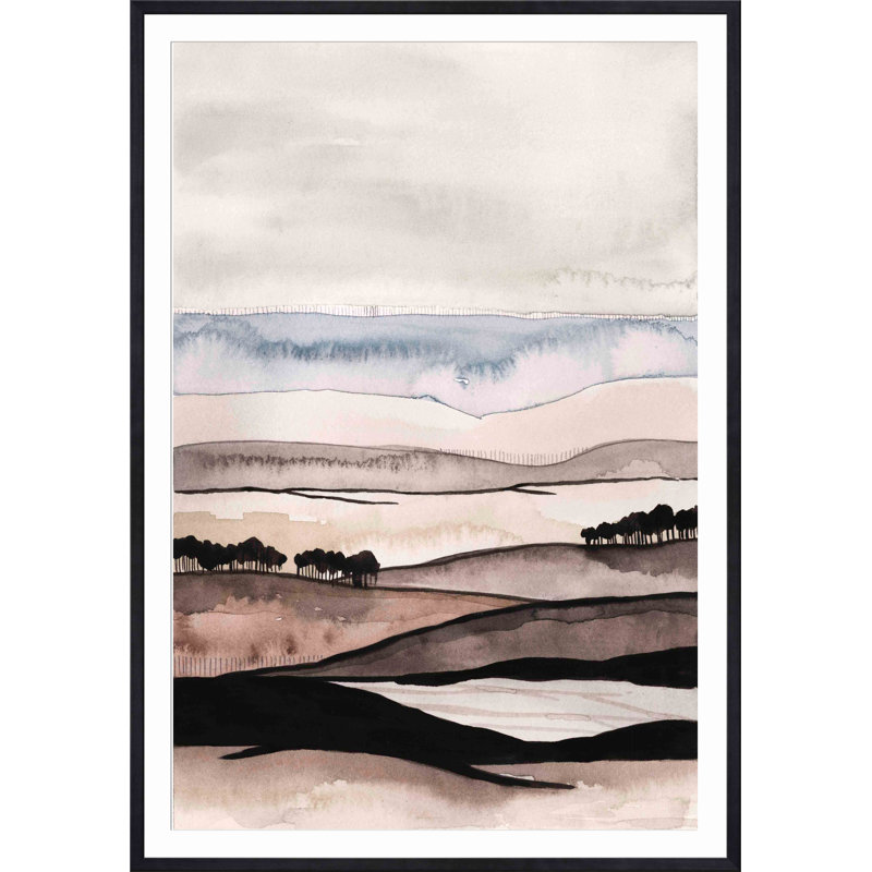 «Strata I» par Grace Popp - peinture encadrée, Noir, H 12 po x l 18 po