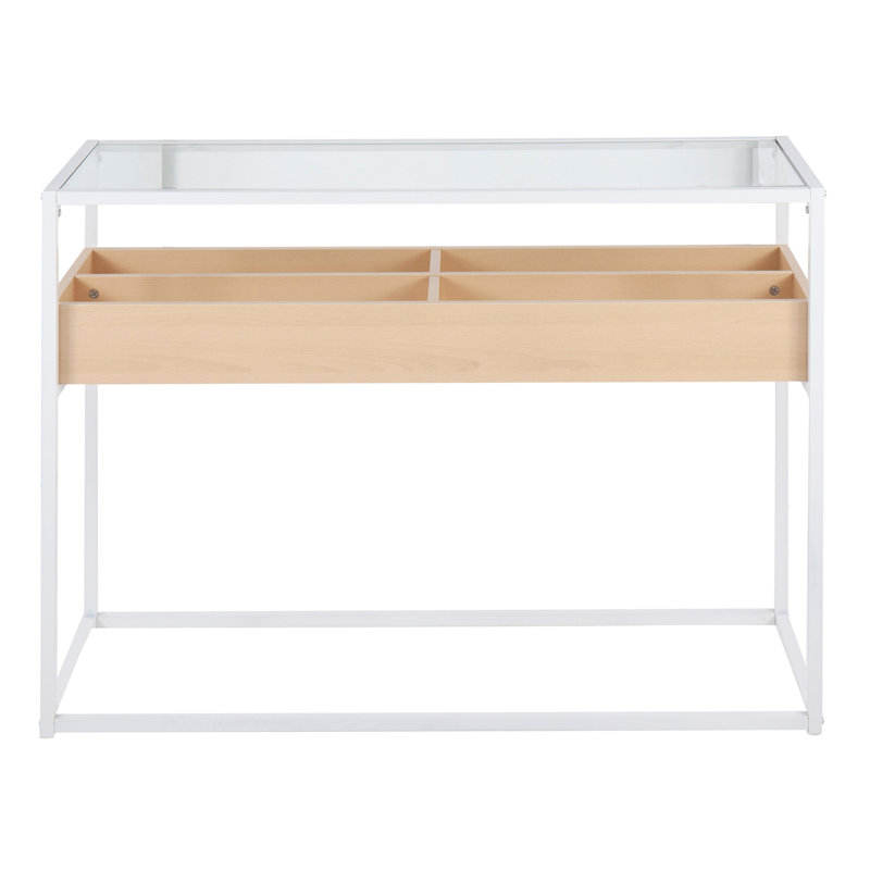 Console Show Contemporary en métal, bois et verre transparent par LumiSource, Blanc/naturel