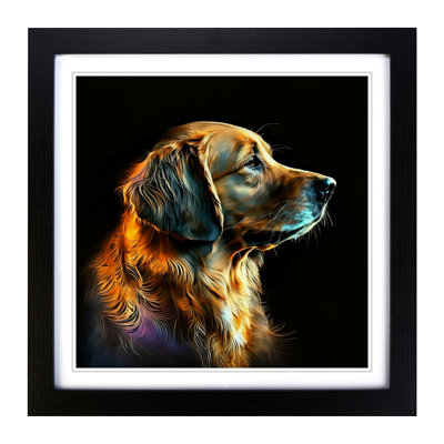 Golden Retriever Gestural Art - Framed Print
