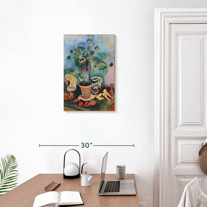 Harnek nature morte avec géranium, H 24 po x l 16 po
