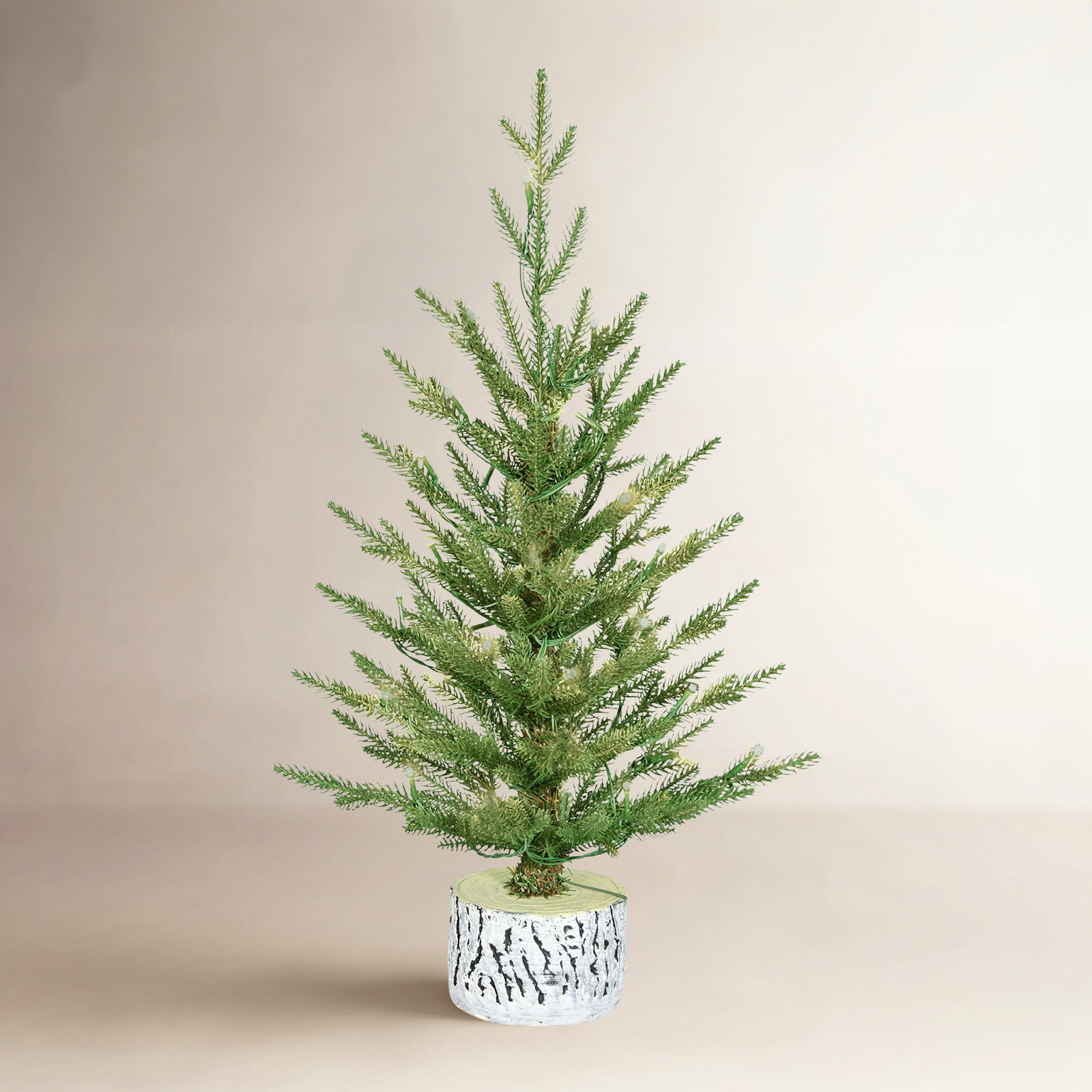 2' Pre-Lit Artificial Green Potted Arctic Fir Tree
