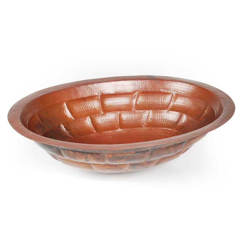 D'Vontz Copper Bathroom Sinks 14'' Metal Oval Bathroom Sink, Dark Smoke Copper, Flat