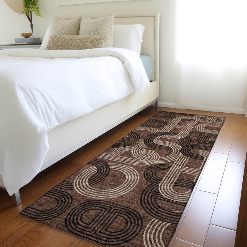 Premium Machine Washable Prisco Chocolate Rug, Runner 2'3" x 7'6"