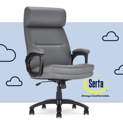Serta Comfort Executive Big & Tall Office Chair, Ergonomic High-Back, Semi Plush Seat, Padded Arms