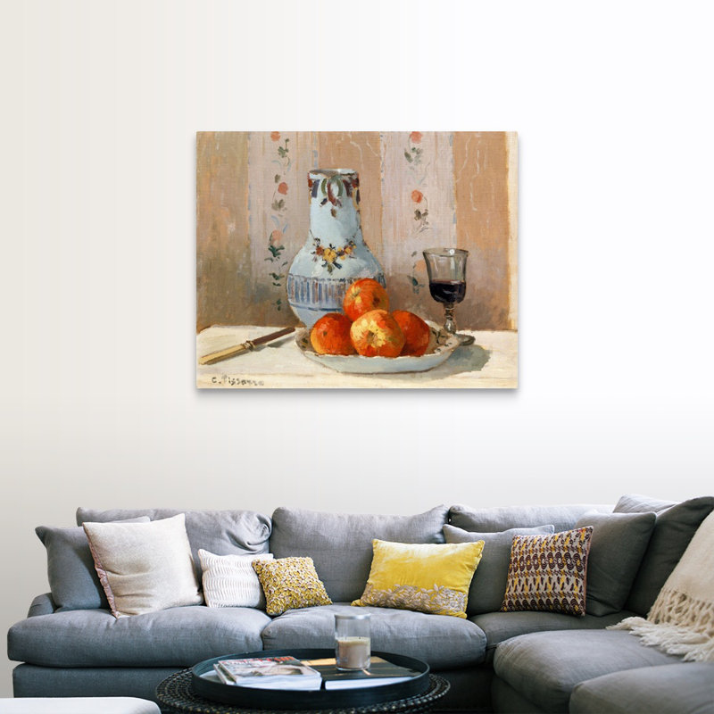 «Still Life with Apples and Pitcher» par Camille Pissarro - reproduction d'art, Toile tendue, H 11 po x l 14 po x P 1,25 po