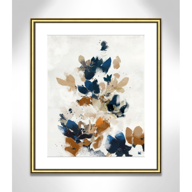 «Wave of Blue Florals I Print» par Ken Roko, 22.75'' W x 26.75'' H, Imprimé mat, Or classique