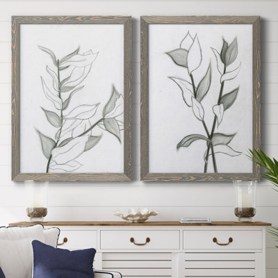CHARCOAL FOLIAGE I - impression 2 pièces