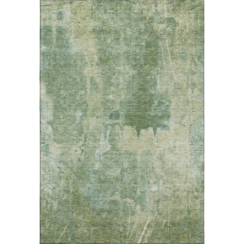 Premium Machine Washable Mayfield AMF2226 Abstract Rug, Aloe, 2'6" x 3'10"