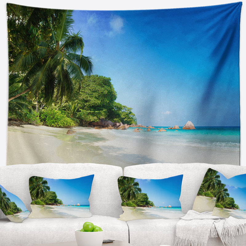 Seascape magnifique praslin island tapisserie seychelles, H 32 po x l 39 po