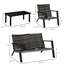 Ensemble de mobilier de patio 4 pièces comprenant 2 fauteuils et une table basse, idéal pour se détendre au bord de la piscine, noir, adapté à la détente en extérieur.