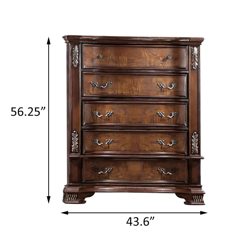 Commode à 5 tiroirs l 43,6 po, Cerisier brun