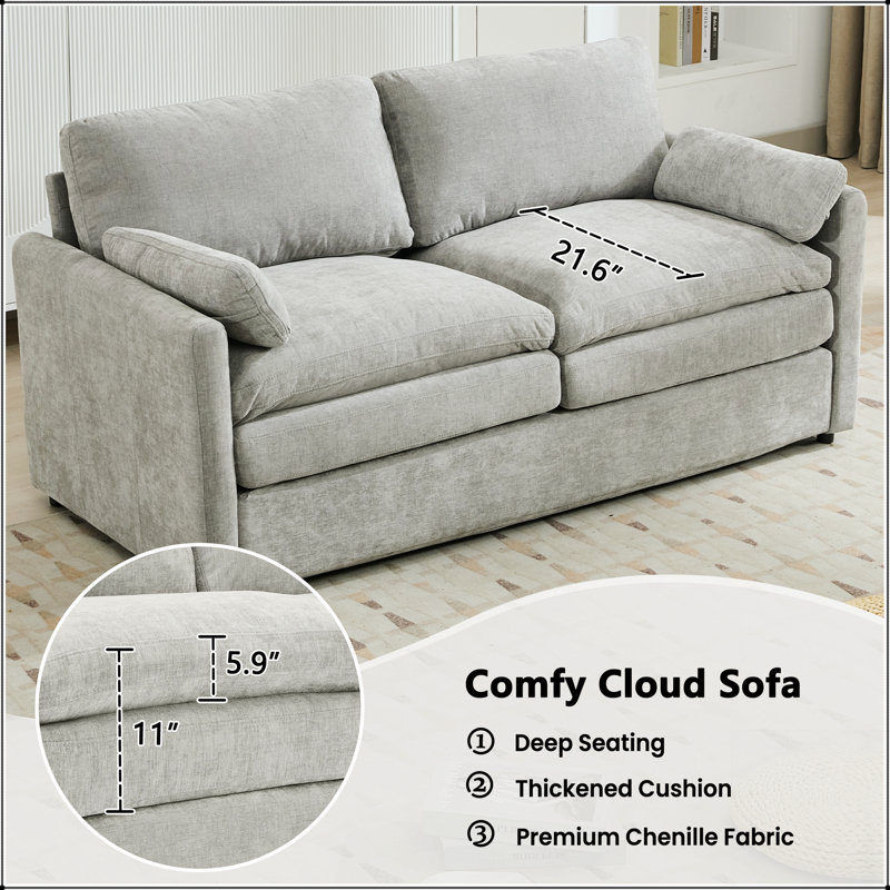 Causeuse confortable avec coussin double et confort moelleux pour la détente et le style du salon, Gris