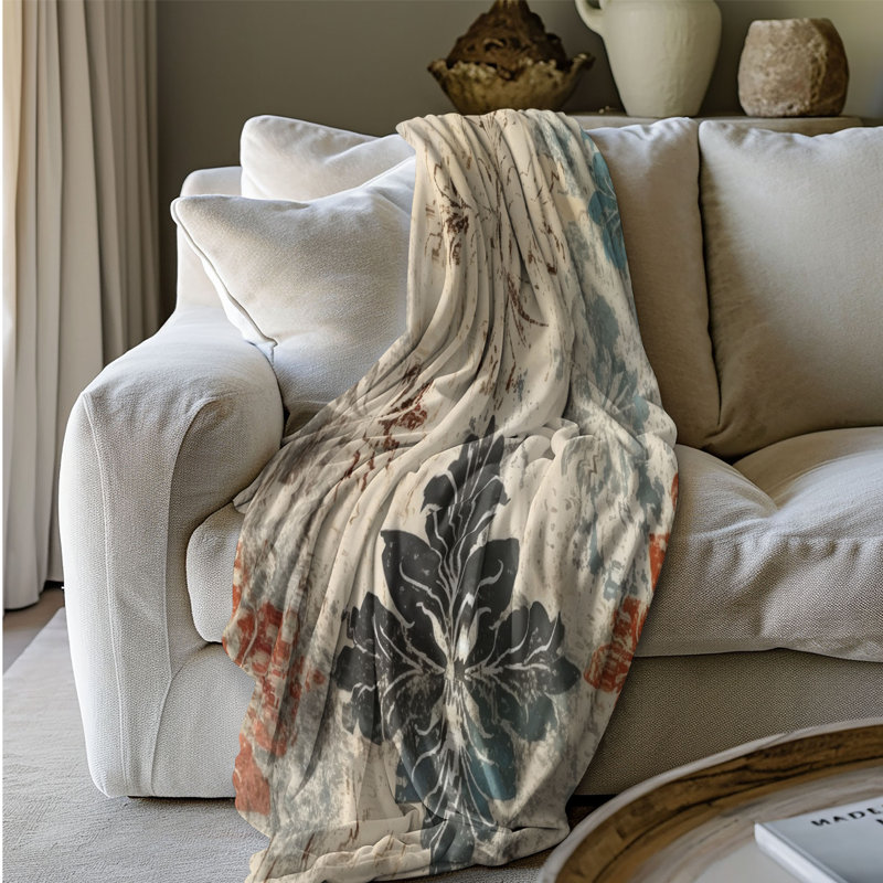 Abstract Elegance - Couverture sherpa de qualité supérieure 1 pièce, Lit simple