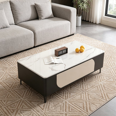 Home Faux Leather Wrapped Storage Coffee Table
