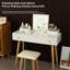 Ensemble de bureau de meuble-lavabo avec prise de courant miroir éclairé, coiffeuse de maquillage avec tiroirs, pour chambre à coucher, salle de bain