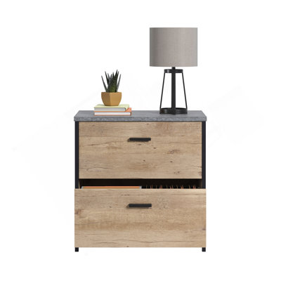 Lateral File With Large Drawers, Brown Finish