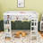 Queen Wooden Loft Bed With Storage Shelves, Ladder And Guardrails-377179327
