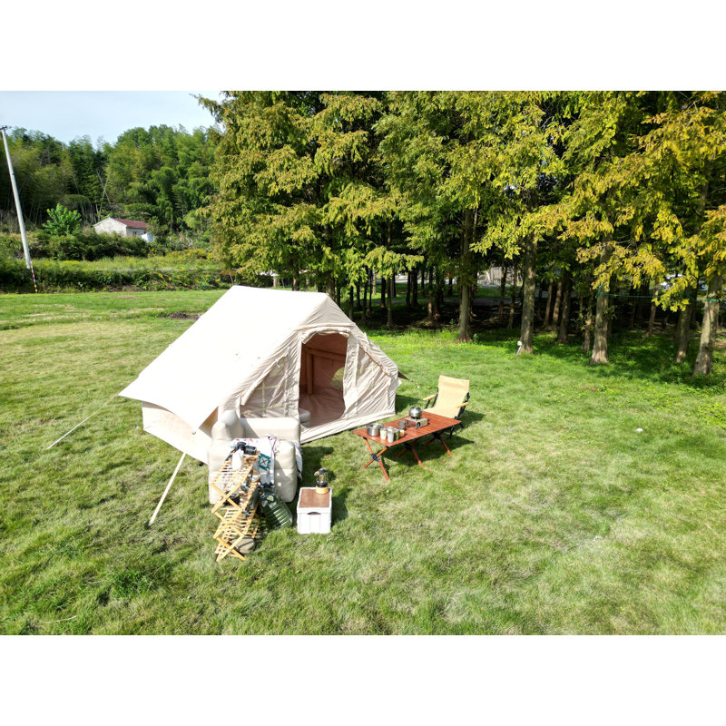 Tente de camping gonflable 4 saisons avec structure gonflable haute performance et structure gonflable 4 à 6 personnes, Beige