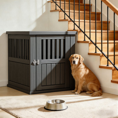 Meuble de 32,84 po de hauteur pour chien pour petits, moyens et grands chiens (noir)