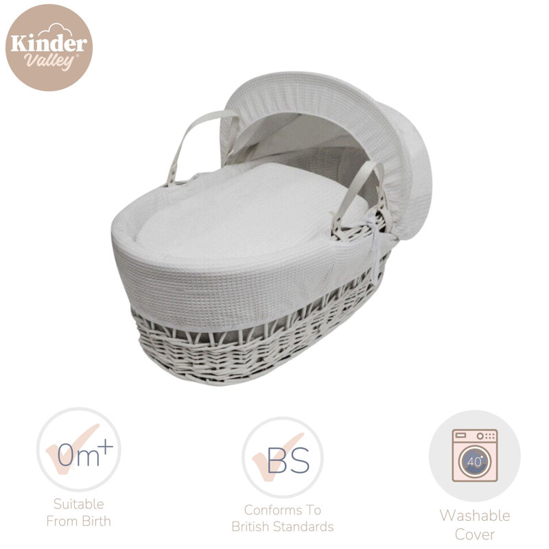 Moses Basket with Bedding with Mattress, White