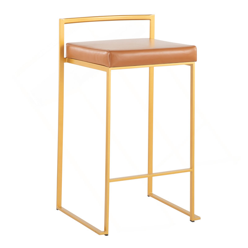 Tabouret de comptoir empilable Fuji, Doré, Chameau