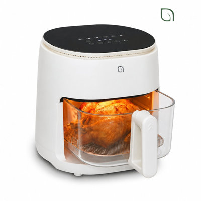 Friteuse à air numérique en verre Willow 5QT fabriquée à partir de plastique recyclé à 99% avec écran tactile numérique - Blanc