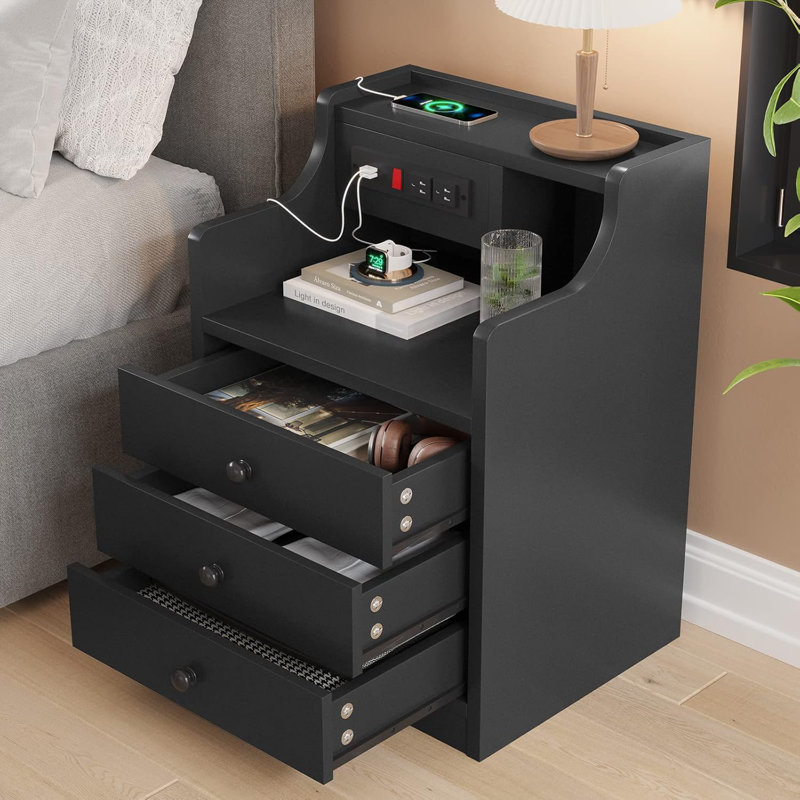 Night Stands For Bedrooms Set Of 2, Black