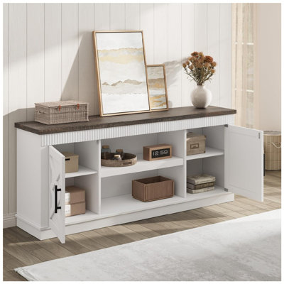 TV Stand for Up to 70 Inches - Entertainment Center with 2 Doors and Open Storage Shelf for Living Room or Bedroom by August Grove