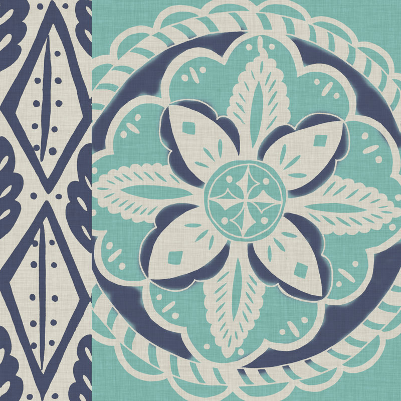 Carreau bleu Batik IV, H 36 po x l 36 po x P 1,25 po