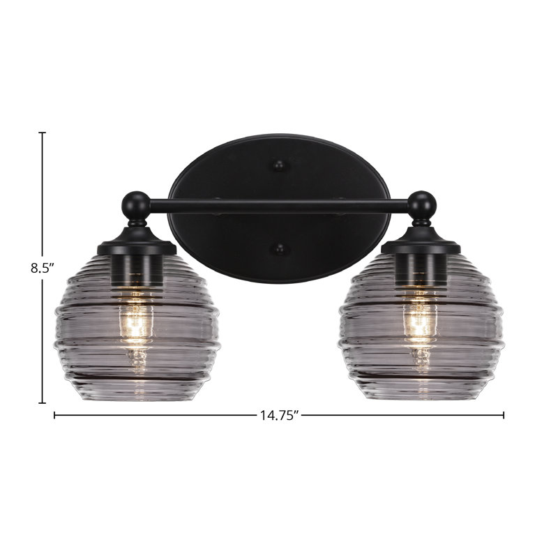 Barre d'éclairage pour salle de bain Aitkens, 2, Noir mat