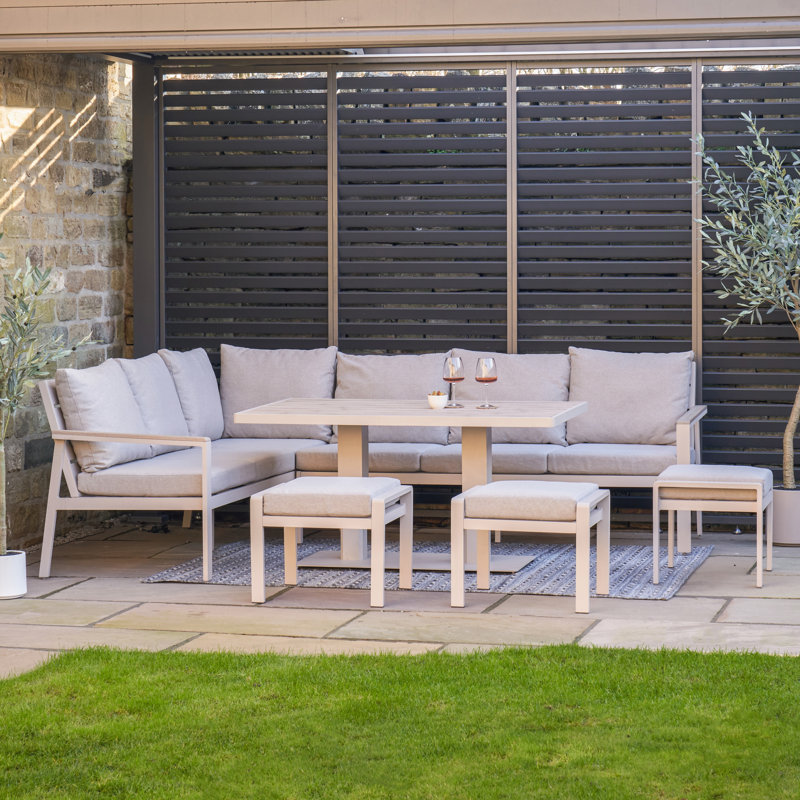 Aruba Outdoor Corner Garden Seating Set with Adjustable Table