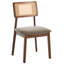 Set of 2 Dining Chairs EMBAR Wood Brown/ Taupe