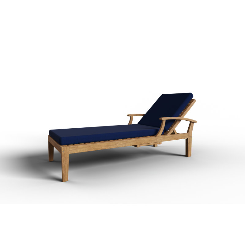 Outdoor Teak Chaise Lounge, Navy