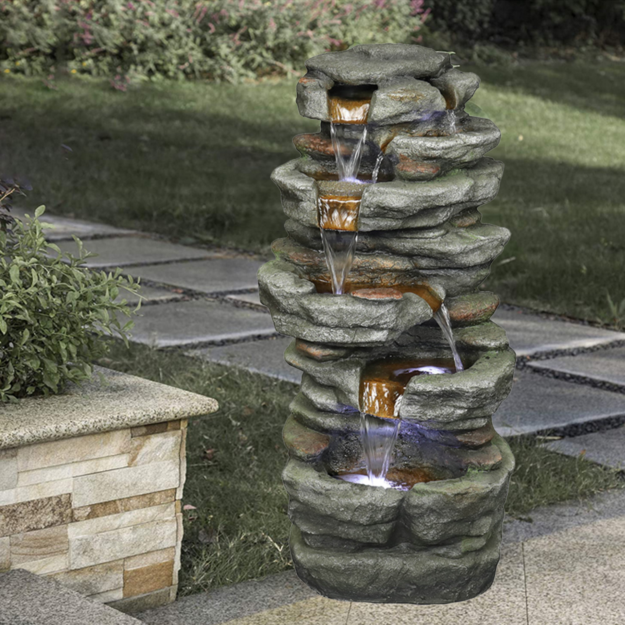 Loon Peak® Lockeford Weather Resistant Floor Fountain with Light Wayfair