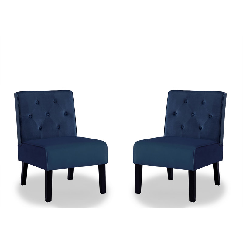 Fauteuil d'appoint 53 po 2 pièces Reese, Velours bleu foncé
