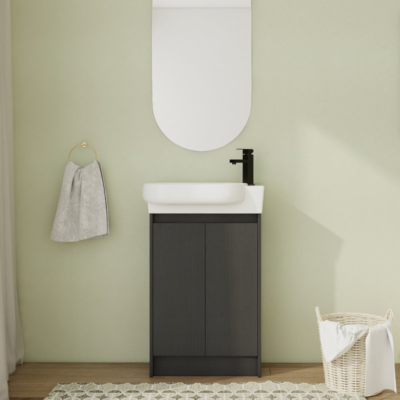 23 inch Free standing Single Bathroom Vanity With Ceramic Vanity Top, Black