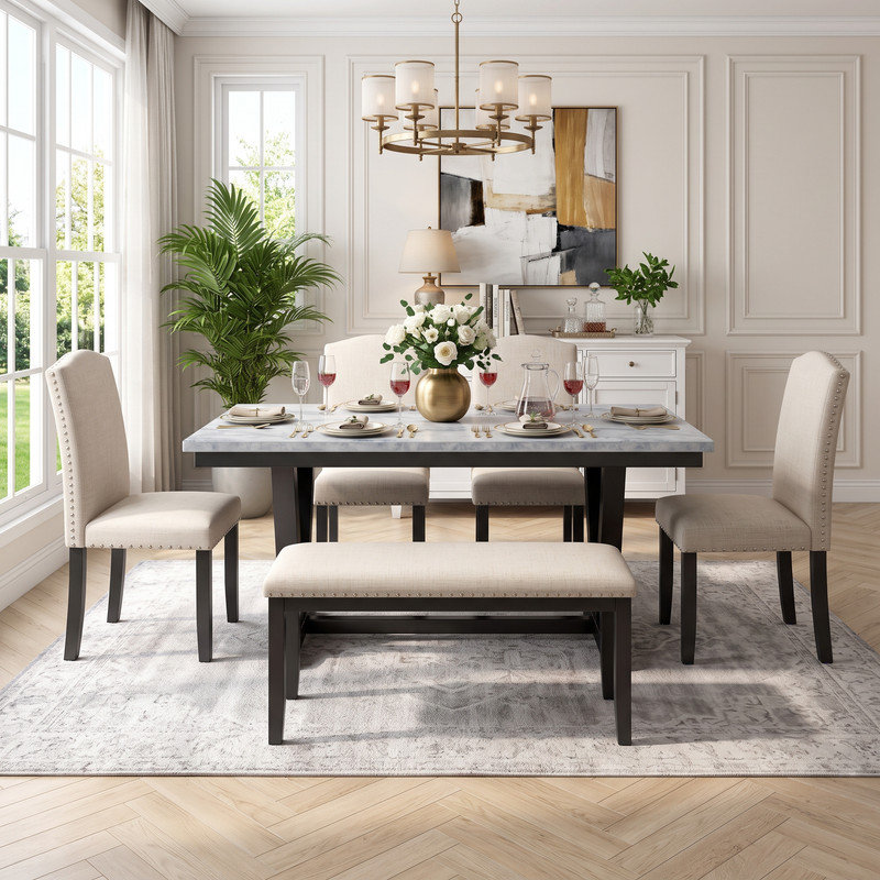 Solid Wood Top Dining Set