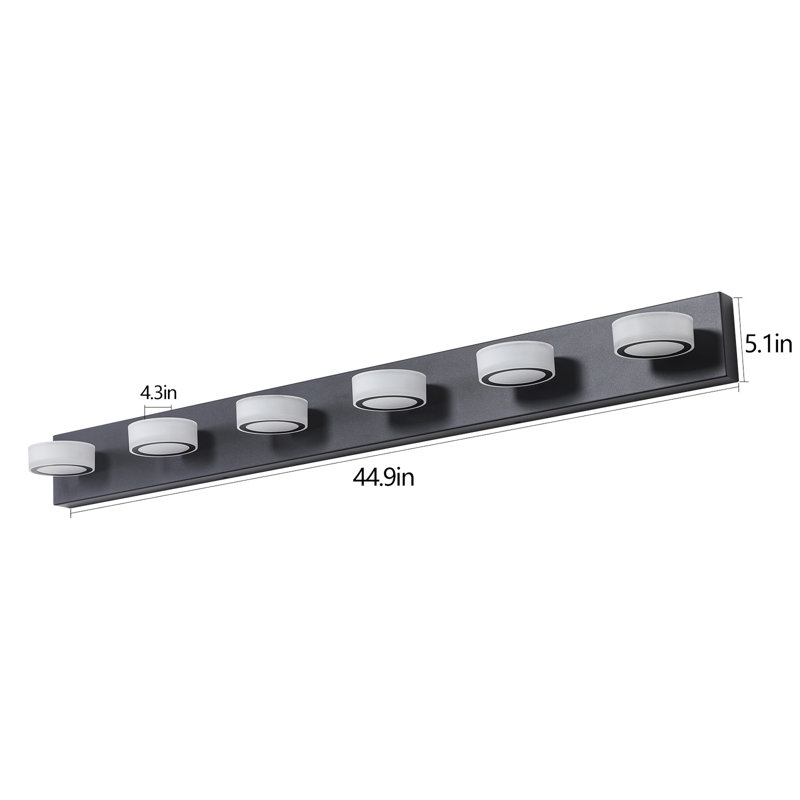 Led Over Mirror Vanity Lights Fixtures - Black 6-, Dimmable, Rotatable, Save Energy, Easy To Assemble 6- Dimmable Bath Wall Fixtures, Led, Rotatable Design, Energy Saving, Simple Install And Mount