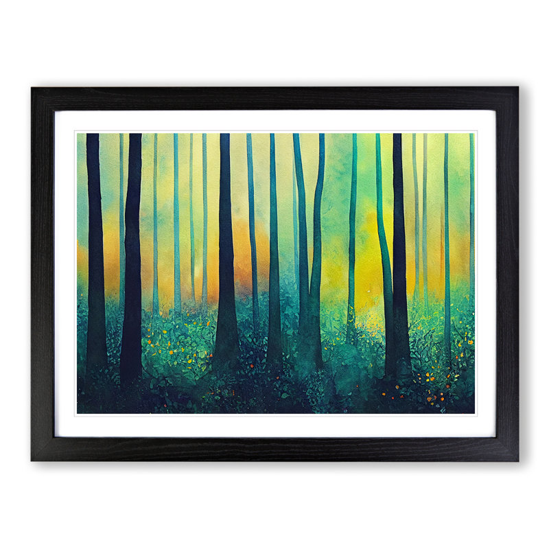 XH1022-8859X Terrific Colourful Forest 1 Piece Single Picture Frame Painting, 25cm H x 34cm W x 2cm D, Black