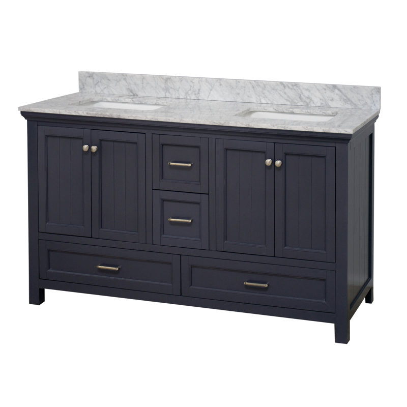 Ensemble de meuble-lavabo double 60 po Maven, Gris marine