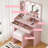 Vanity Table Set with Large Mirror and Cushioned Stool for Bedroom-1701288410