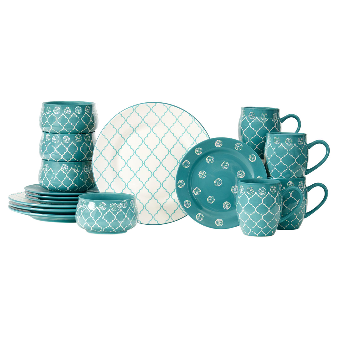 Baum Moroccan 16 Piece Dinnerware Set Baum Color: Turquoise