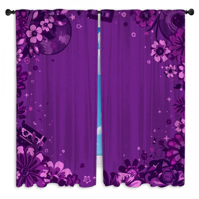 Rideaux de fenêtre mauve à motif floral cassant et obscurcissant - 2 panneaux