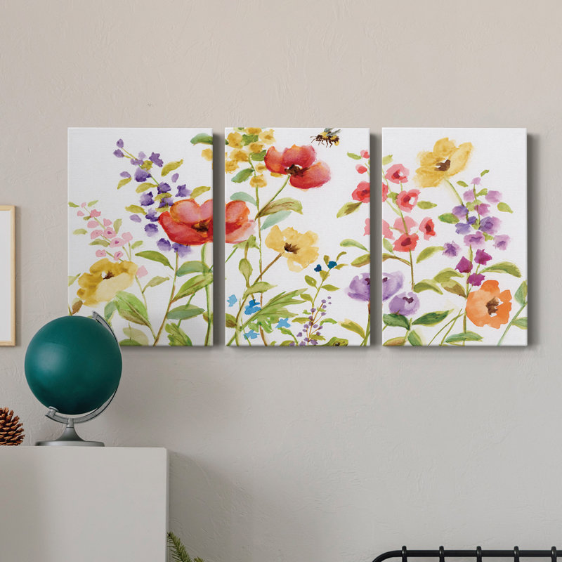 Grenouille de jardin - Toile tendue avec châssis de qualité supérieure - Prêt à être accroché, H 27 po x l 54 po x P 1 po