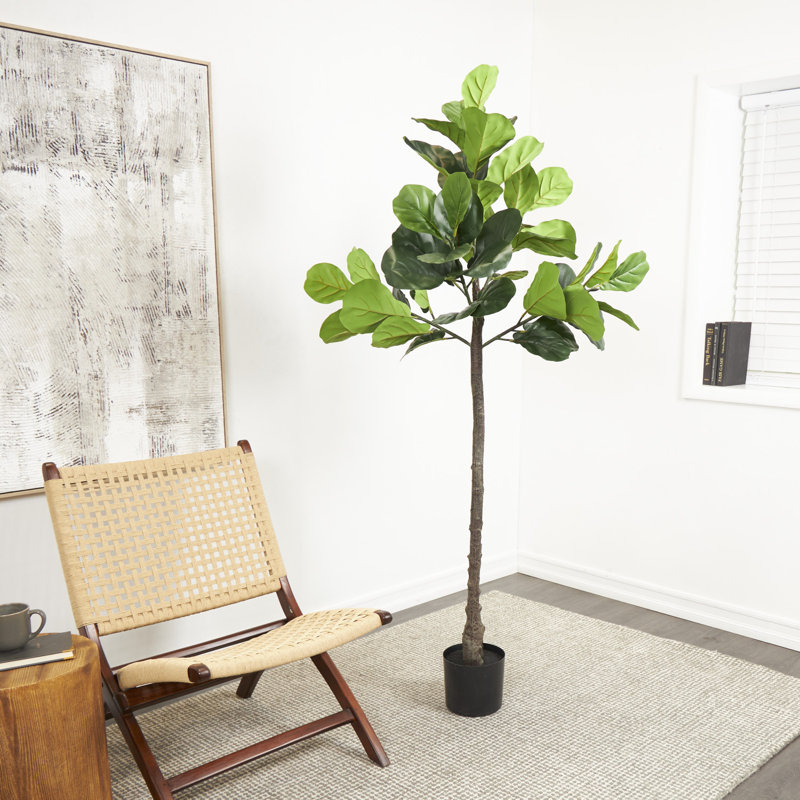 74'' Faux Fiddle Leaf Tree in Planter