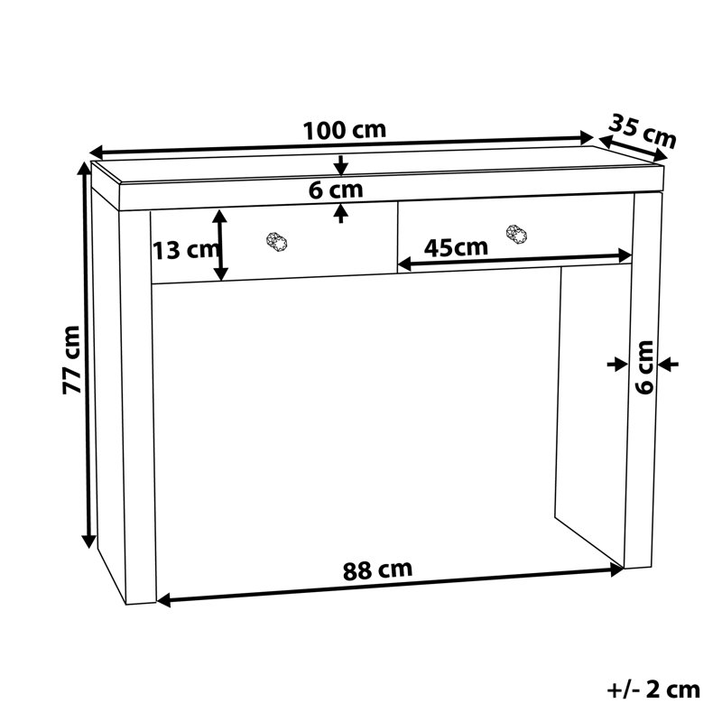 Tenley 100cm Glass Top Console Table
