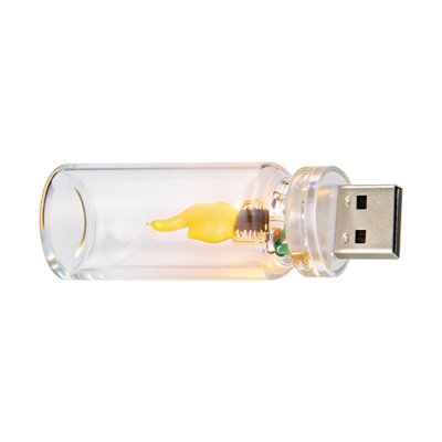 Glass Bottle Flame Lamp USB Simulated Flame Ambient Light  Candle Night Light