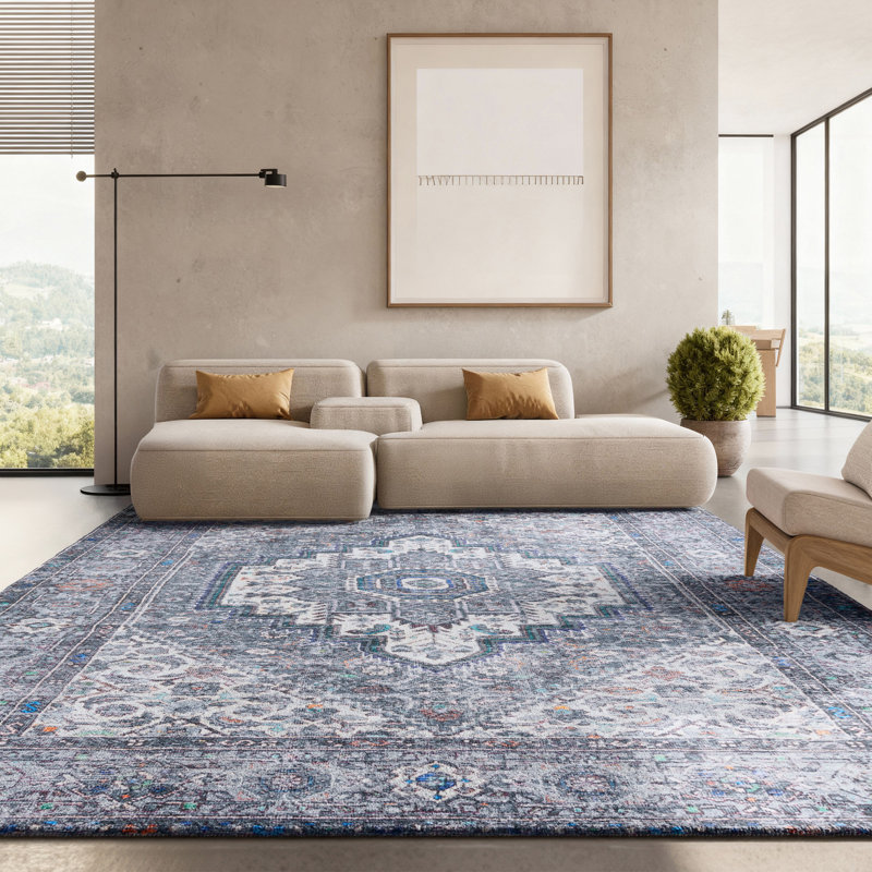 Tapis beige / gris à motif de zébrures M / l 198 Ziebarth, Rectangle 8 pi x 10 pi
